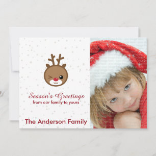 Pour Fêtes Annuelles Cartes photos de Noël de Kawaii Reindeer