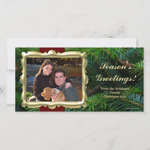 Pour Fêtes Annuelles Cartes photos de Noël horizontales Gold Frame