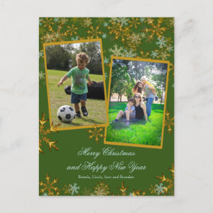 Pour Fêtes Annuelles Cartes photos de Noël Vert et Or