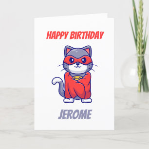 Pour Fêtes Annuelles Cat super héros enfants super héros cartes d'anniv
