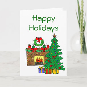 Pour Fêtes Annuelles Chaleureuse cheminée Scène personnalisable Cartes