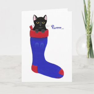 Pour Fêtes Annuelles Chat noir en Bleu Cartes de stockage de Noël