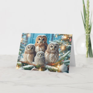 Pour Fêtes Annuelles Chouettes bois Noël Cartes de voeux