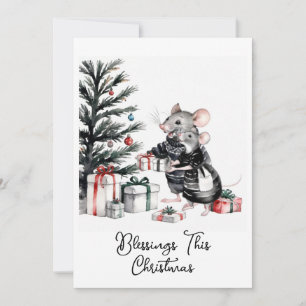 Pour Fêtes Annuelles Couple de souris avec arbre de Noël Cartes de fin