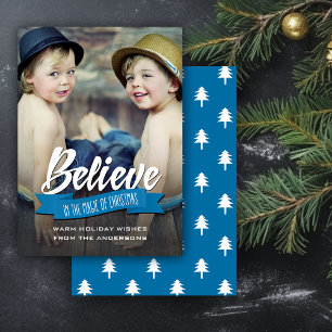 Pour Fêtes Annuelles Croyez en la magie des cartes photos de Noël
