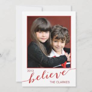 Pour Fêtes Annuelles Croyez les Cartes photos de vacances Rouge et bl