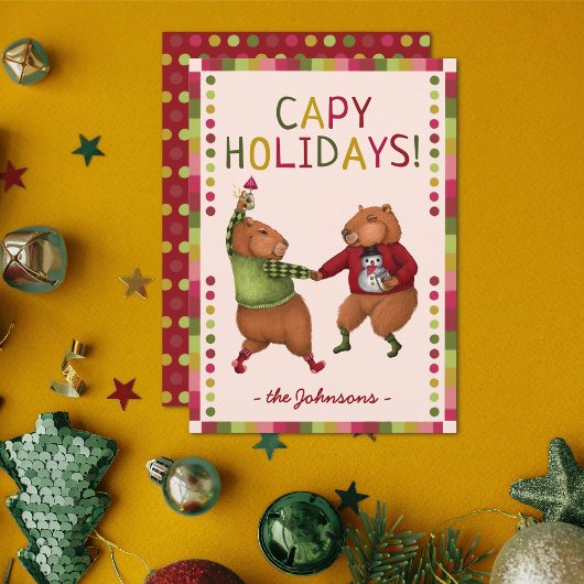Pour Fêtes Annuelles Cute Capybara Pun Capy Vacances Cartes de Noël