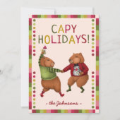 Pour Fêtes Annuelles Cute Capybara Pun Capy Vacances Cartes de Noël (Devant)
