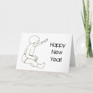 Pour Fêtes Annuelles Dessin Baby Holding Hammer Joyeuses Cartes de Nouv