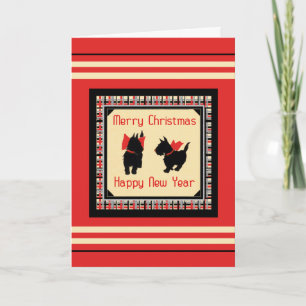 Pour Fêtes Annuelles Deux cartes de Noël écossaises Terrier Scotty Chie