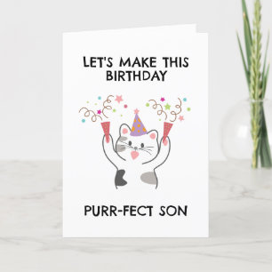 Pour Fêtes Annuelles drôle de chat fils cartes d'anniversaire