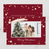 Pour Fêtes Annuelles Elégant Red Stars Photo Joyeuses Cartes de Noël (Devant / Derrière)