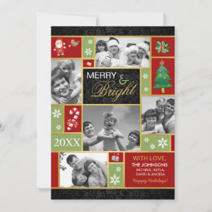 Pour Fêtes Annuelles Festive Merry & Bright Holiday Cartes photos