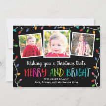 Feux de Noël colorés (Noir) 3 Cartes photos