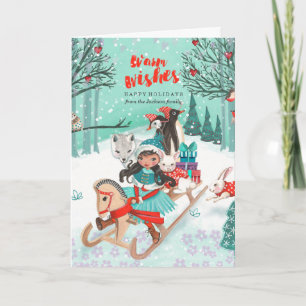 Pour Fêtes Annuelles Forêt de Bois Merveilleux d'Hiver Cartes de Vœux
