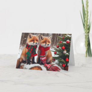 Pour Fêtes Annuelles Foxes bois Noël Cartes de voeux