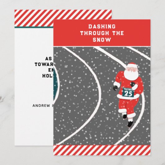 Pour Fêtes Annuelles Funny Runner Cartes de Noël (Devant / Derrière)