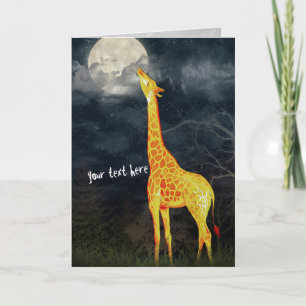 Pour Fêtes Annuelles Giraffe et Lune   Cartes de voeux
