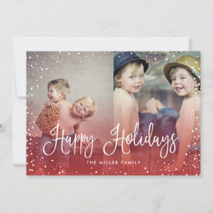 Pour Fêtes Annuelles Joyeuses vacances Neige sans couture 2 Cartes phot