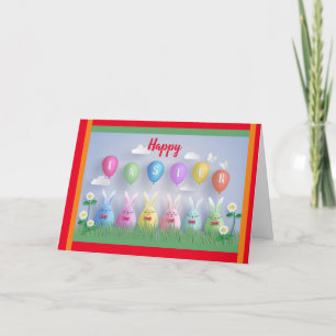 Pour Fêtes Annuelles Joyeux Cartes de fin de année floraux du Bunny de