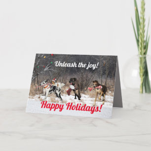 Pour Fêtes Annuelles Joyeux Chiens de cartes de vacances