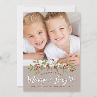 Pour Fêtes Annuelles Joyeux Joyeux et lumineux deux Cartes photos