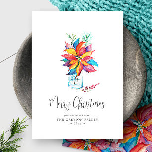 Pour Fêtes Annuelles Joyeux Noël Cartes Vibrant Aquarelle Botanique