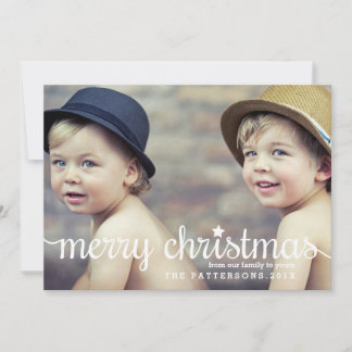 Pour Fêtes Annuelles Joyeux Noël moderne Gros deux Cartes photos