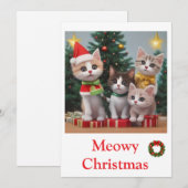 Pour Fêtes Annuelles Kittens Joyeuses Cartes de Noël (Devant / Derrière)
