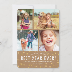 Pour Fêtes Annuelles Kraft + Gold Parties scintillant Look Cartes photo