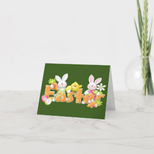 Pour Fêtes Annuelles lapin de Pâques avec texte drôle Cartes de voeux
