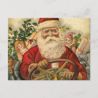 Pour Fêtes Annuelles Le père noël vintage dans la voiture : Cartes