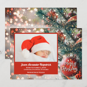 Pour Fêtes Annuelles L'ornement rouge sur les Cartes photos de Noël