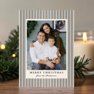 Pour Fêtes Annuelles Moderne Cartes de Noël avec Rayures Noires 2 Photo