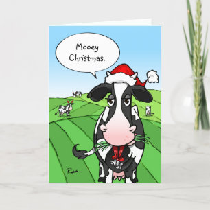 Pour Fêtes Annuelles Mooey Noël Funny Vache Cartes de fin de année