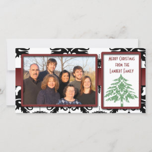 Pour Fêtes Annuelles Noir et blanc Damask vert Damask Tree Cartes photo