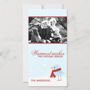 Pour Fêtes Annuelles Oiseau avec des cartes de Noël à l'écharpe