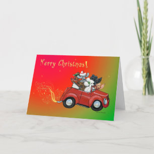 Pour Fêtes Annuelles Oodles de canicules Cartes de voiture rétro de Noë