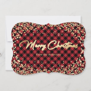 Pour Fêtes Annuelles Parties scintillant d'or Red Buffalo Plaid Cartes