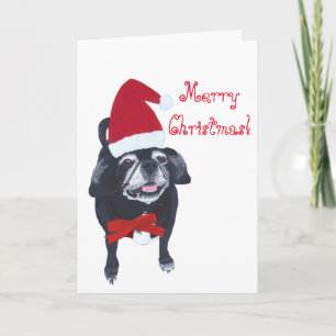 Pour Fêtes Annuelles Père Noël Carlin Chien Peinture Joyeuses Cartes de