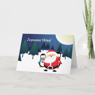 Pour Fêtes Annuelles Père Noël et Manchot Santa Claus cartes