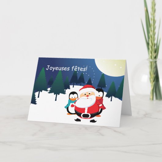 Pour Fêtes Annuelles Père Noël et Manchot  Santa Claus cartes (Devant)