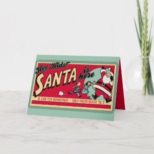 Pour Fêtes Annuelles Père Noël personnalisée est ici Cartes de Noël rét