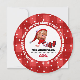 Pour Fêtes Annuelles Petite poupée elfe Noël Cartes de Noël personnalis