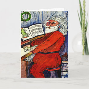 Pour Fêtes Annuelles Piano cartes de salutation et de note de Père Noël