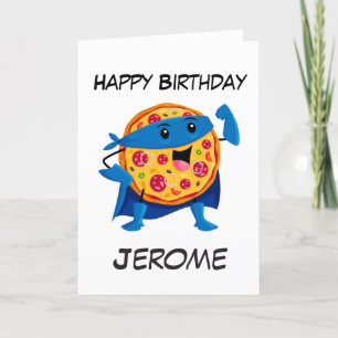 Pour Fêtes Annuelles Pizza superhero enfants superhéros cartes d'annive