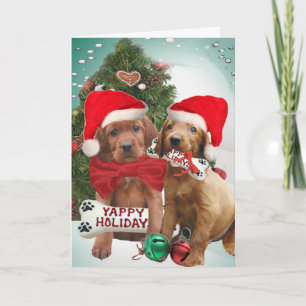 Pour Fêtes Annuelles Puppies Setter irlandais Yappy Holiday Cartes de v