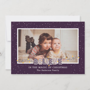 Pour Fêtes Annuelles Purple Croyez en la Magie Photo Cartes de Noël
