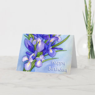 Pour Fêtes Annuelles Purple Irises Joyeuses Cartes De Voeux D'Art Anniv