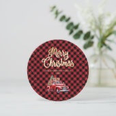 Pour Fêtes Annuelles Red Buffalo Plaid Red Truck Cartes de Noël (Debout devant)